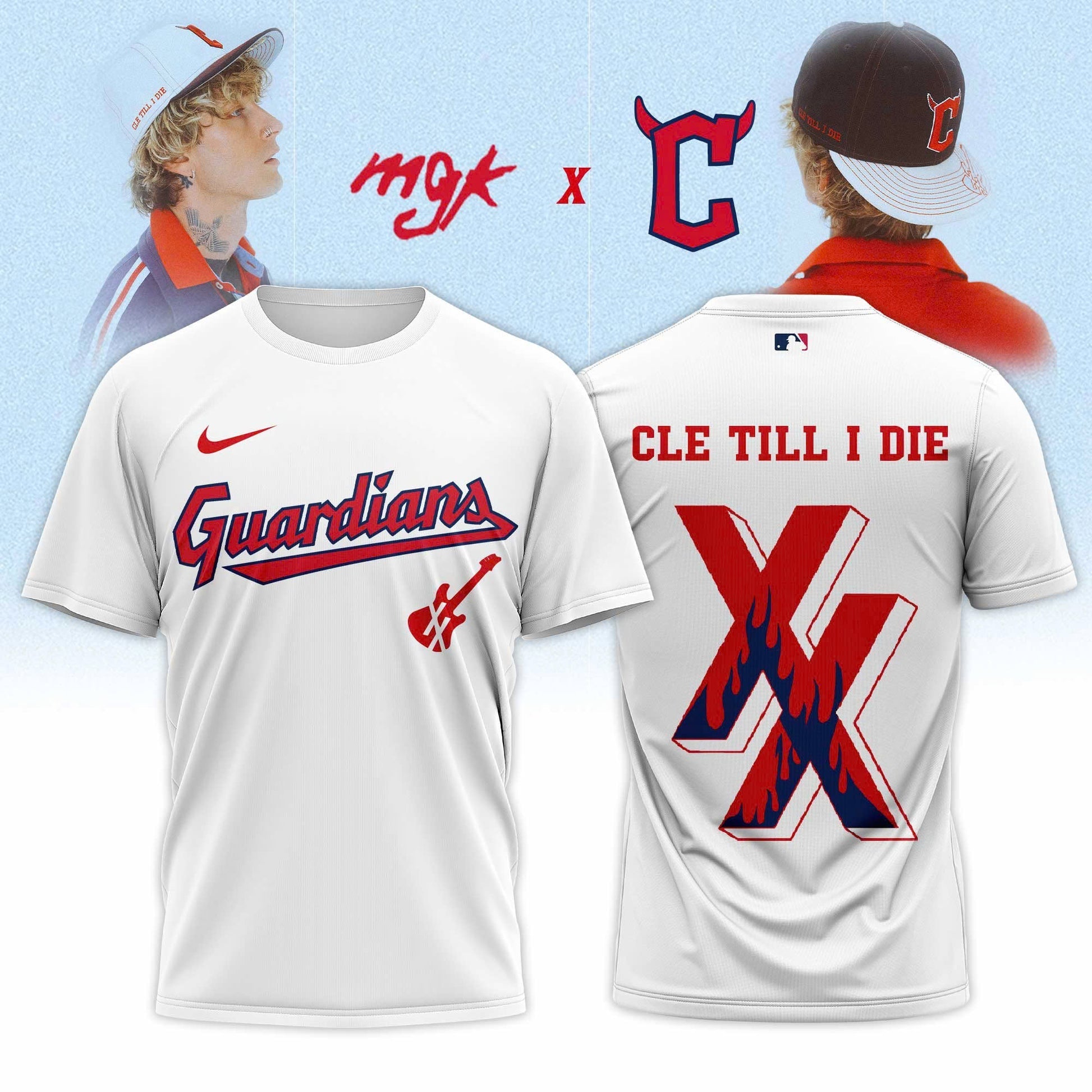 Cleveland Guardians x Mgk 2025 Limited Tshirt White