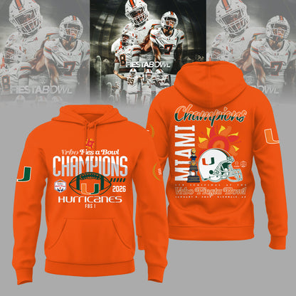 Miami Hurricanes Special Fiesta Bowl Champions Limited Edition Hoodie v2