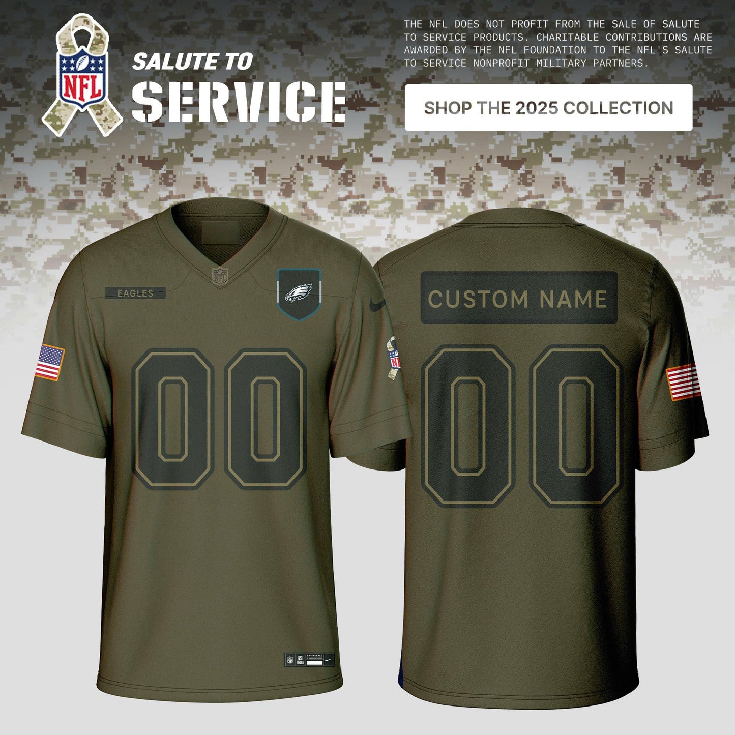 All Teams 2025 Olive Salute to Service Limited Custom Jersey