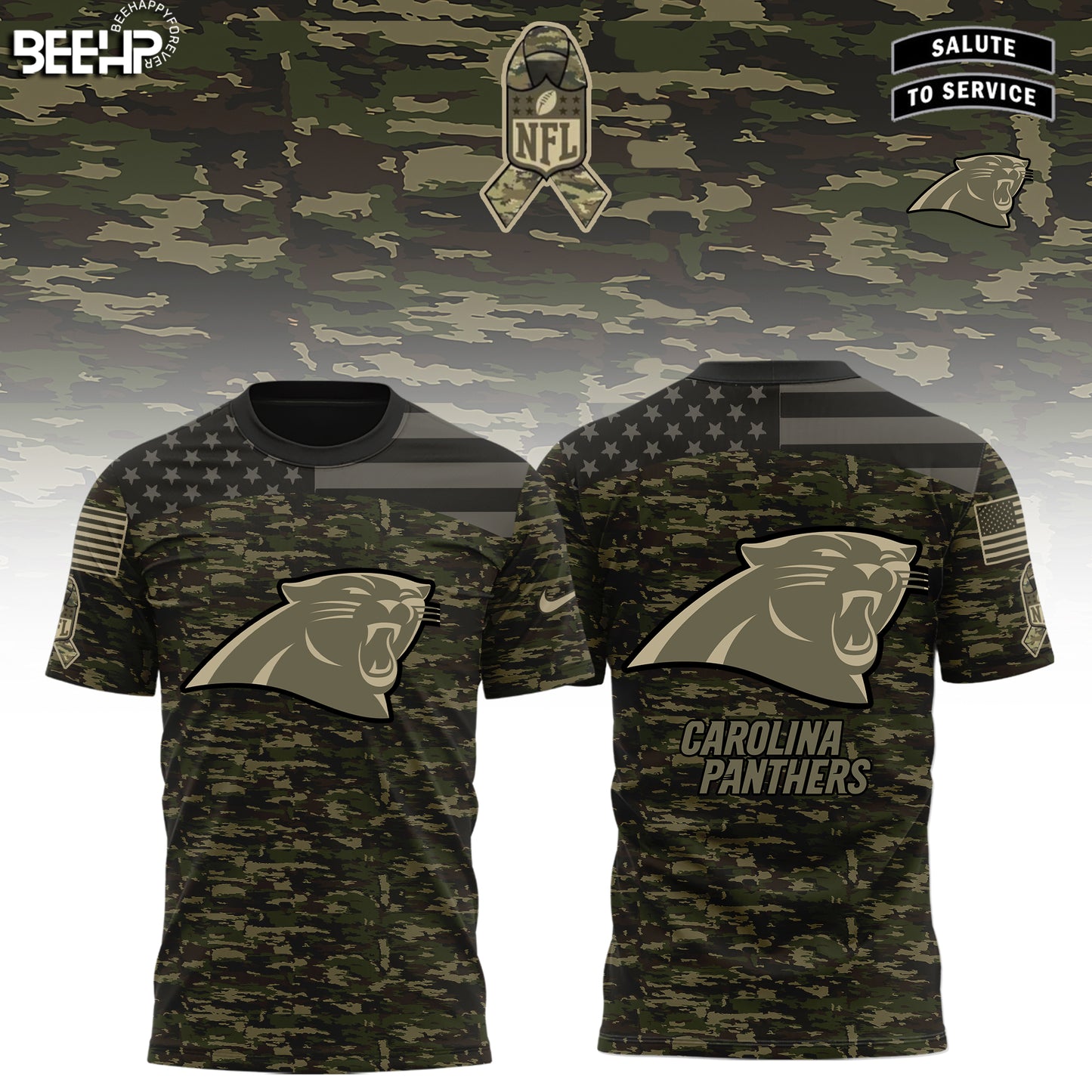 Carolina Panthers Camo 2025 Salute to Service Limited Edition Combo T-Shirt