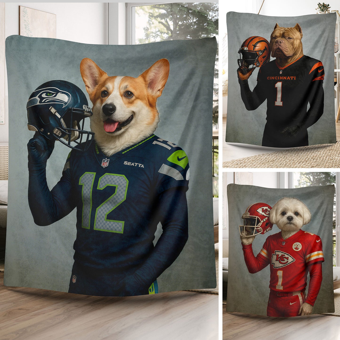 Custom American Football Pets Blanket 🏈