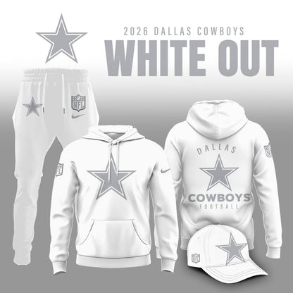 Dallas Cowboys 2026 Winter White Out Combo Hoodie