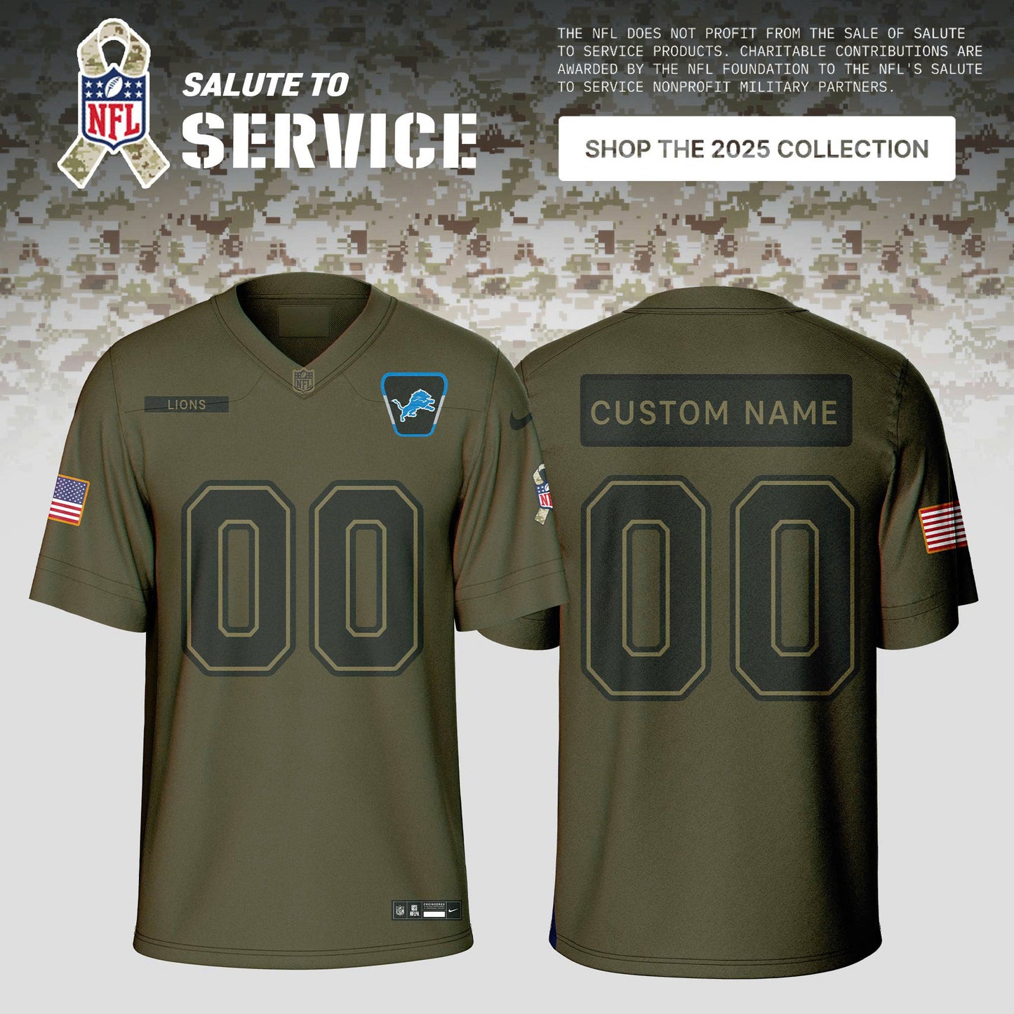 All Teams 2025 Olive Salute to Service Limited Custom Jersey