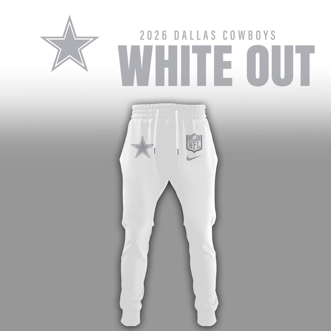 Dallas Cowboys 2026 Winter White Out Combo T-Shirt