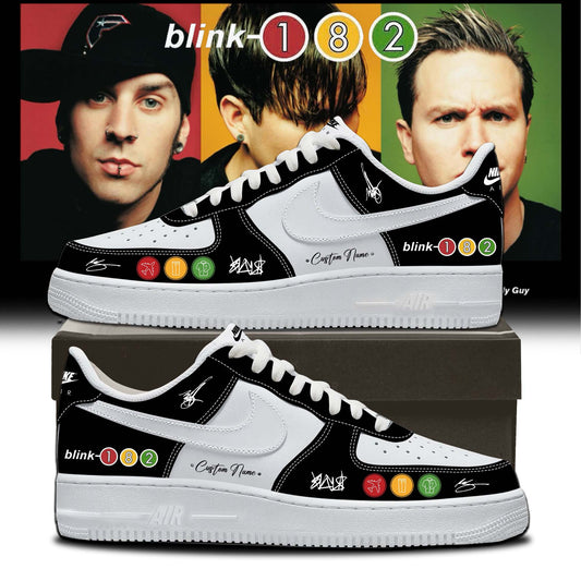Blink‑182: Missionary Impossible Tour Signature Custom Name Black AF1 Shoes