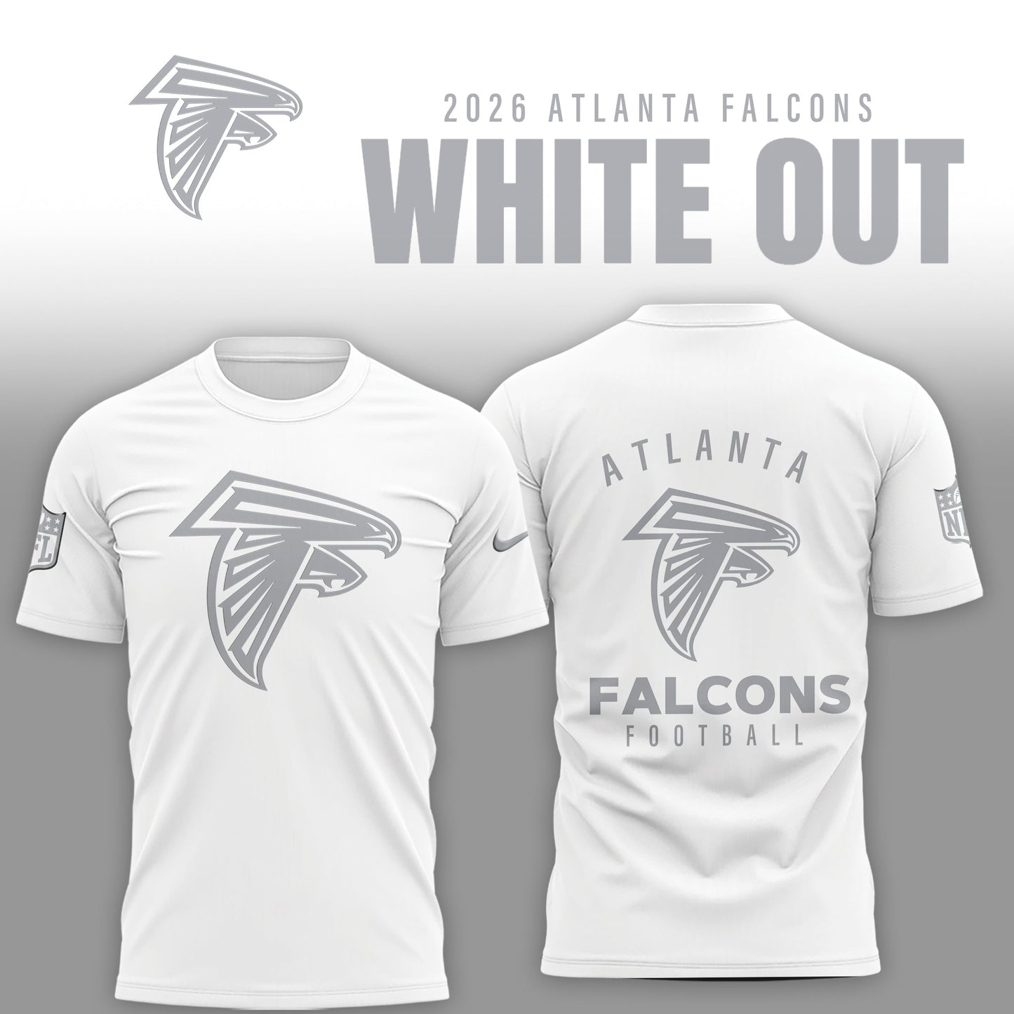 Atlanta Falcons 2025 Winter White Out Combo TShirt