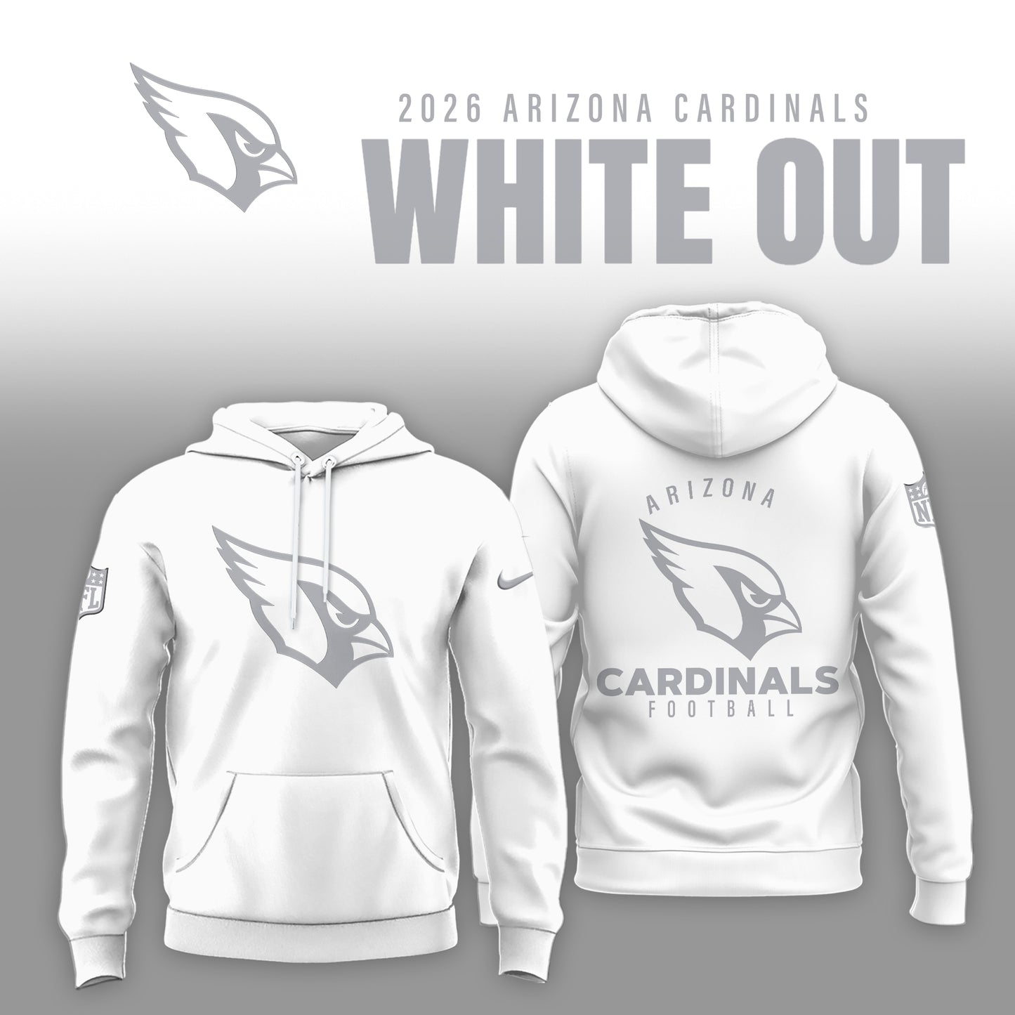Arizona Cardinals 2026 White Out Limited Edition Hoodie
