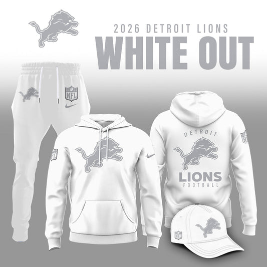 Detroit Lions 2026 Winter White Out Combo Hoodie