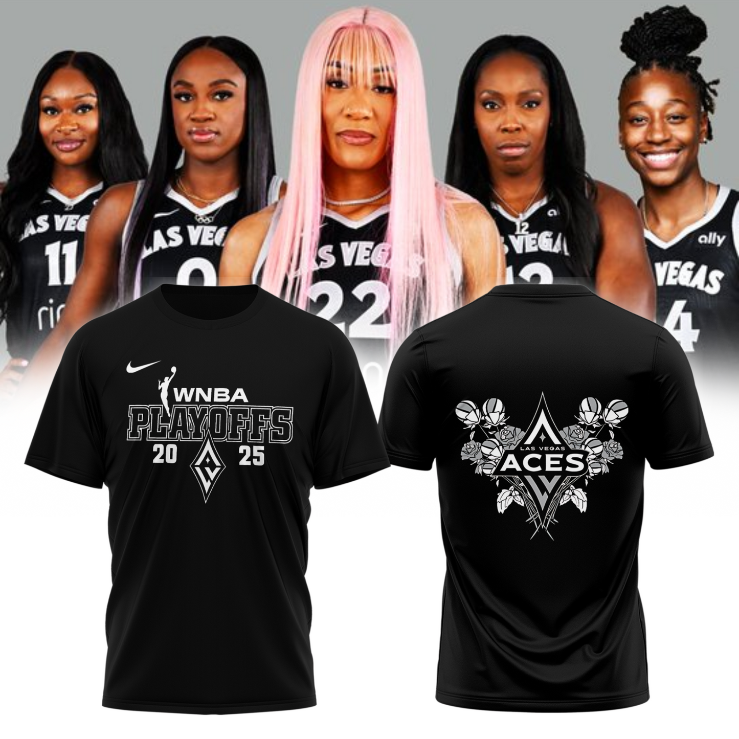 Las Vegas Aces 2025 Playoffs Tee – Raise The Stakes v2