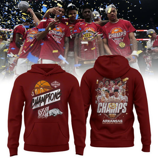 Arkansas Razorbacks Men's Basketball 2026 SEC Tournament Champions Locker Room Hoodie