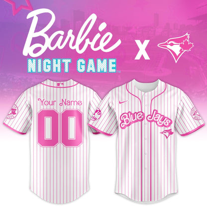 Limited Edition Blue Jays Baseball Barbie Night Custom Jersey-AB042525013