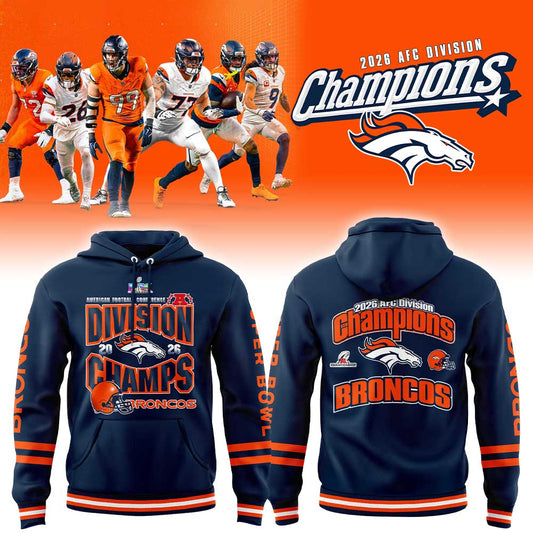 D Broncos 2026 AFC Division Champions Blue Hoodie V2