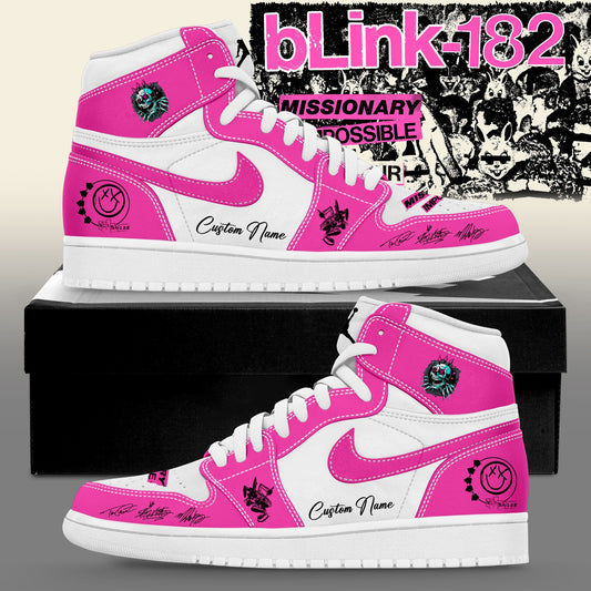Blink‑182: Missionary Impossible Tour Signature Custom Name Pink Shoes JD1