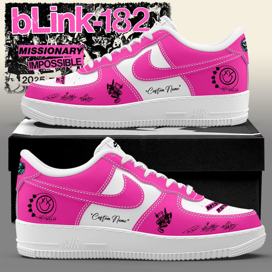 Blink‑182: Missionary Impossible Tour Signature Custom Name Pink AF1 Shoes