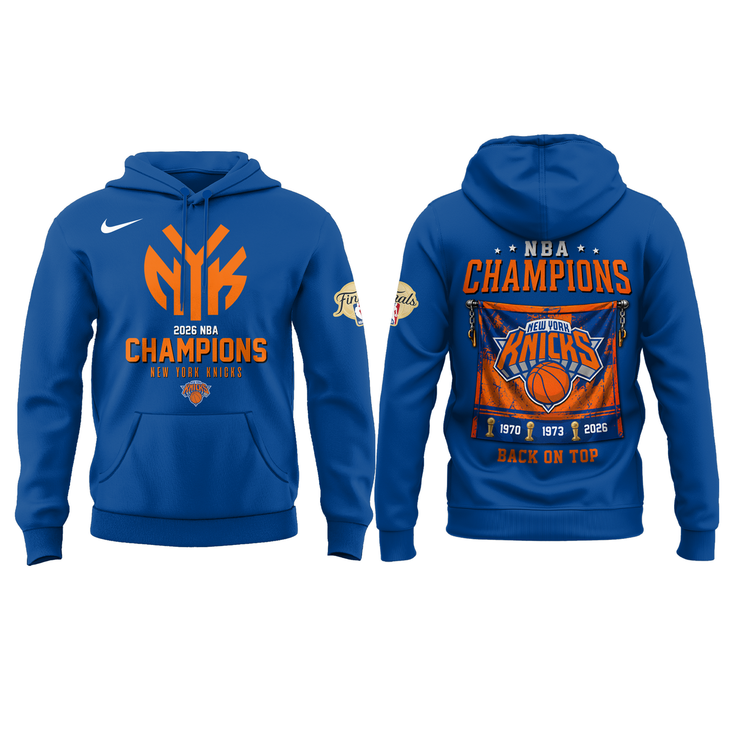 New York Basketball NBA Finals Champions Blue Hoodie v3