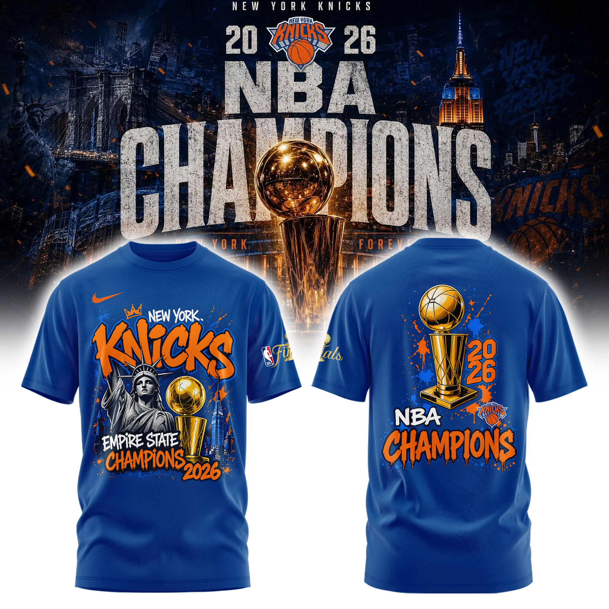 New York Basketball NBA Finals Champions Blue Tshirt v2