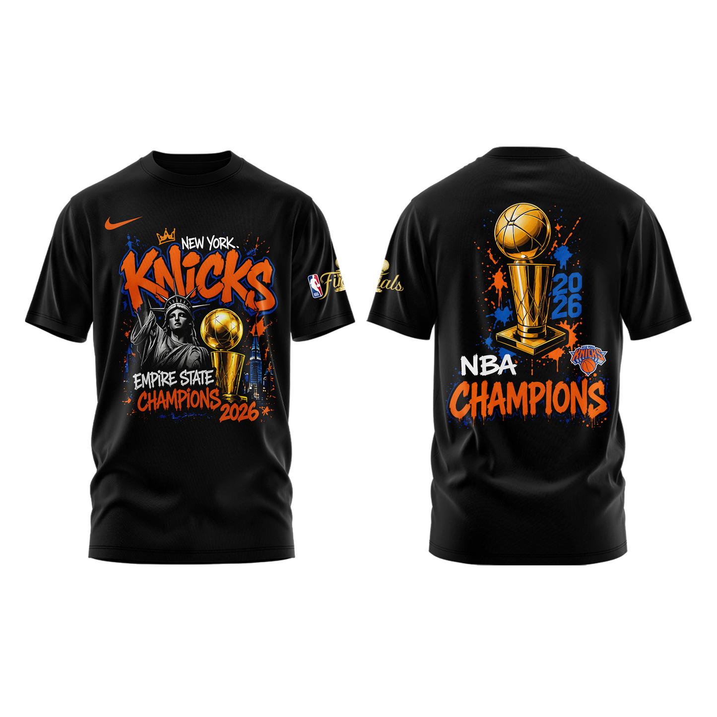 New York Basketball NBA Finals Champions Black Tshirt v2