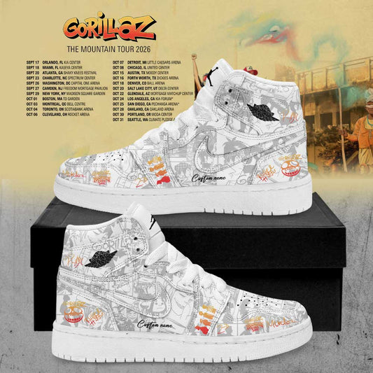 Gorillaz The Mountain Tour (2026–2027) Signature Custom Name JD Shoes