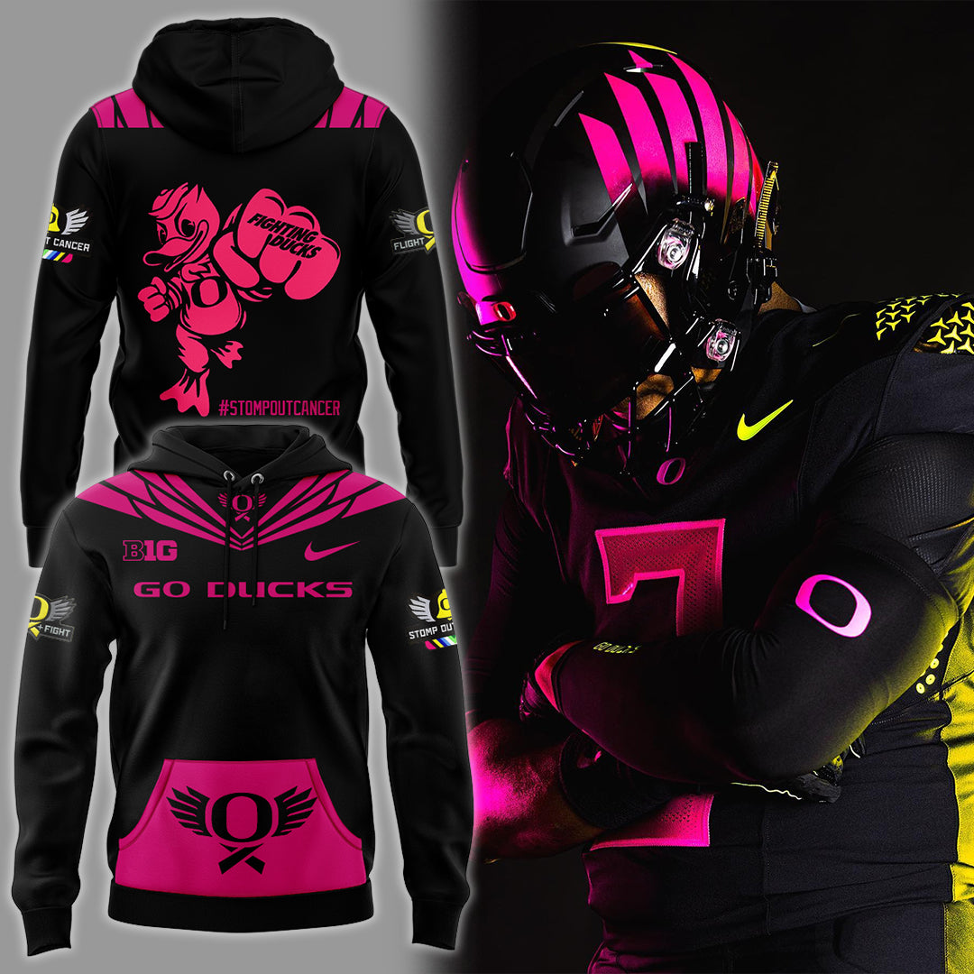 Limited Edition Oregon Ducks Breast Cancer Hoodie-KC10032517