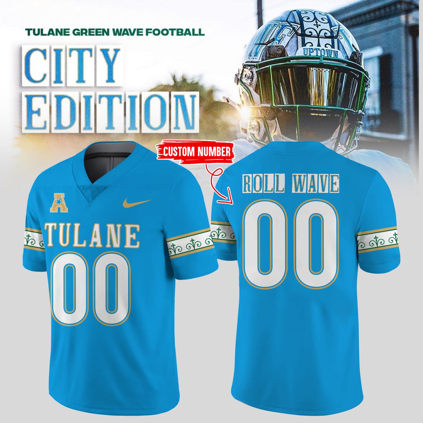 Limited Edition Tulane Football City Edition #UptownFootball Jersey-KC10222501