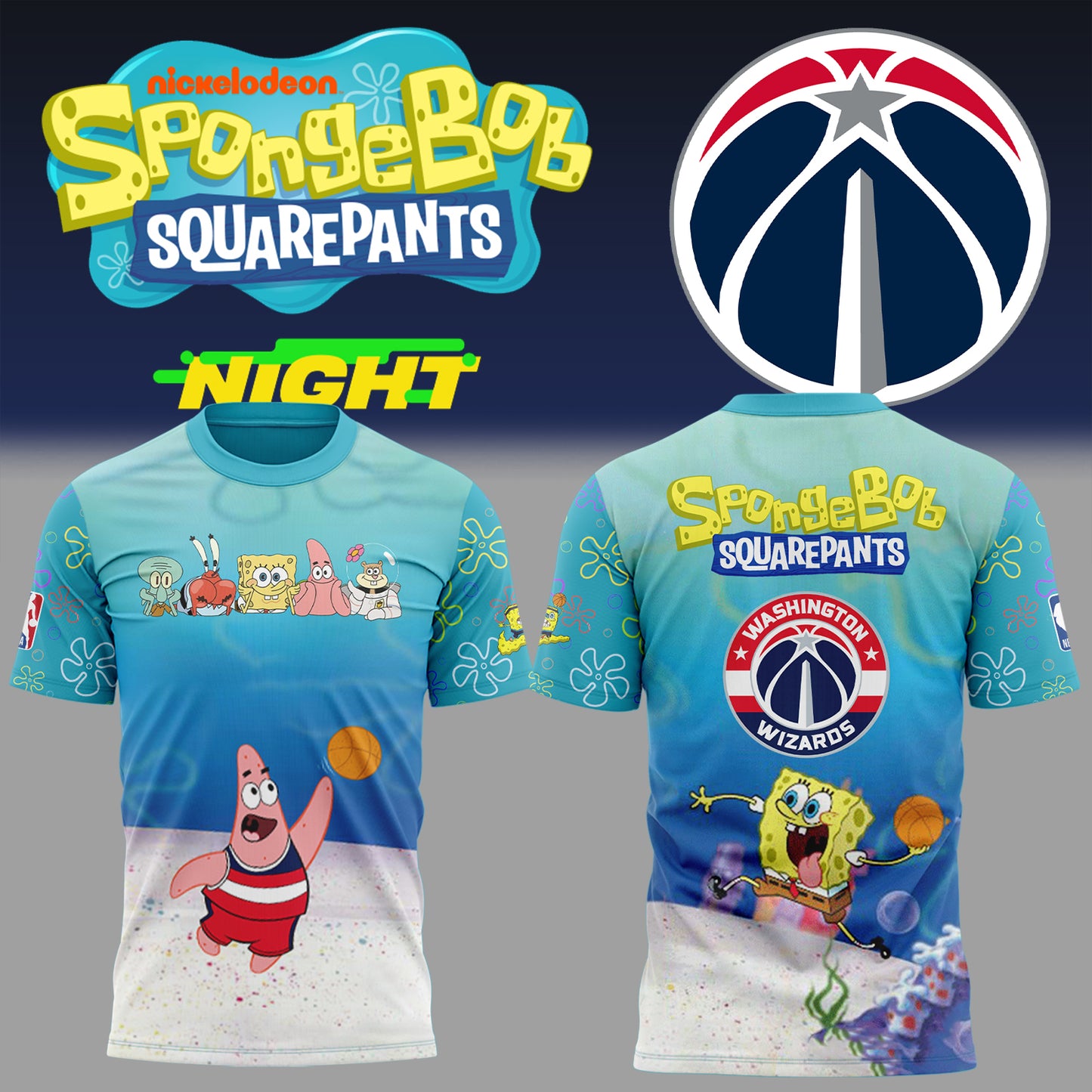 Washington Wizards Merch - SpongeBob SquarePants T-Shirt - City In Bloom Collecions