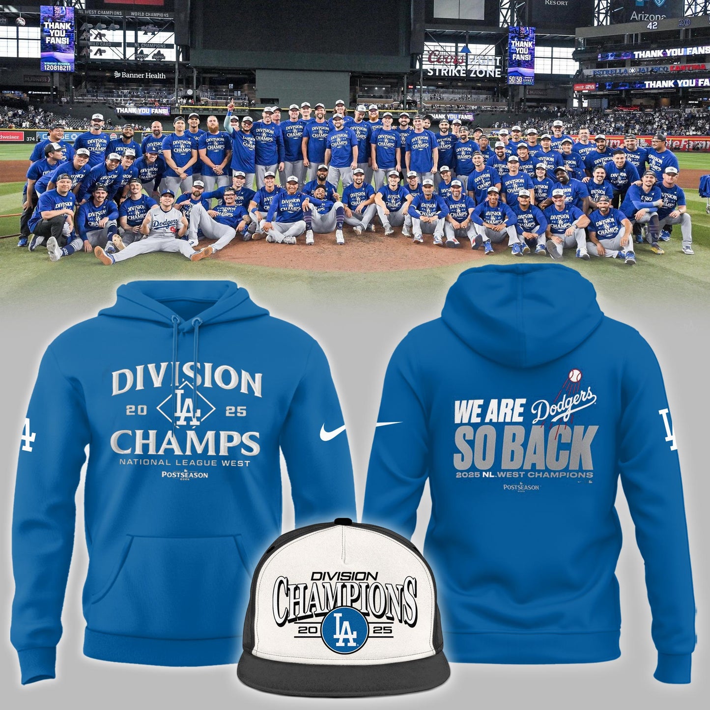 Los Angeles Dodgers 2025 NL West Division Champions Limited Hoodie