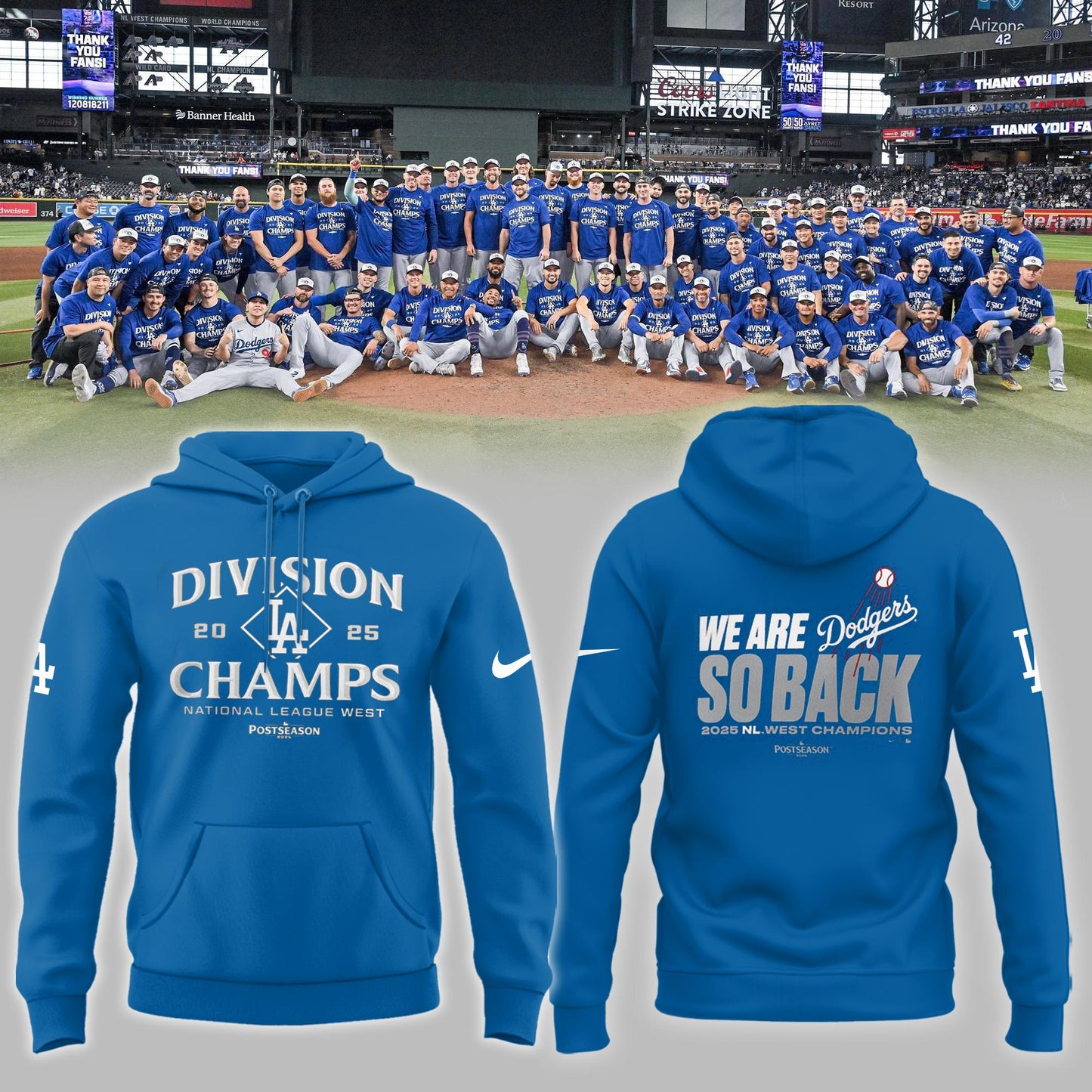 Los Angeles Dodgers 2025 NL West Division Champions Limited Hoodie