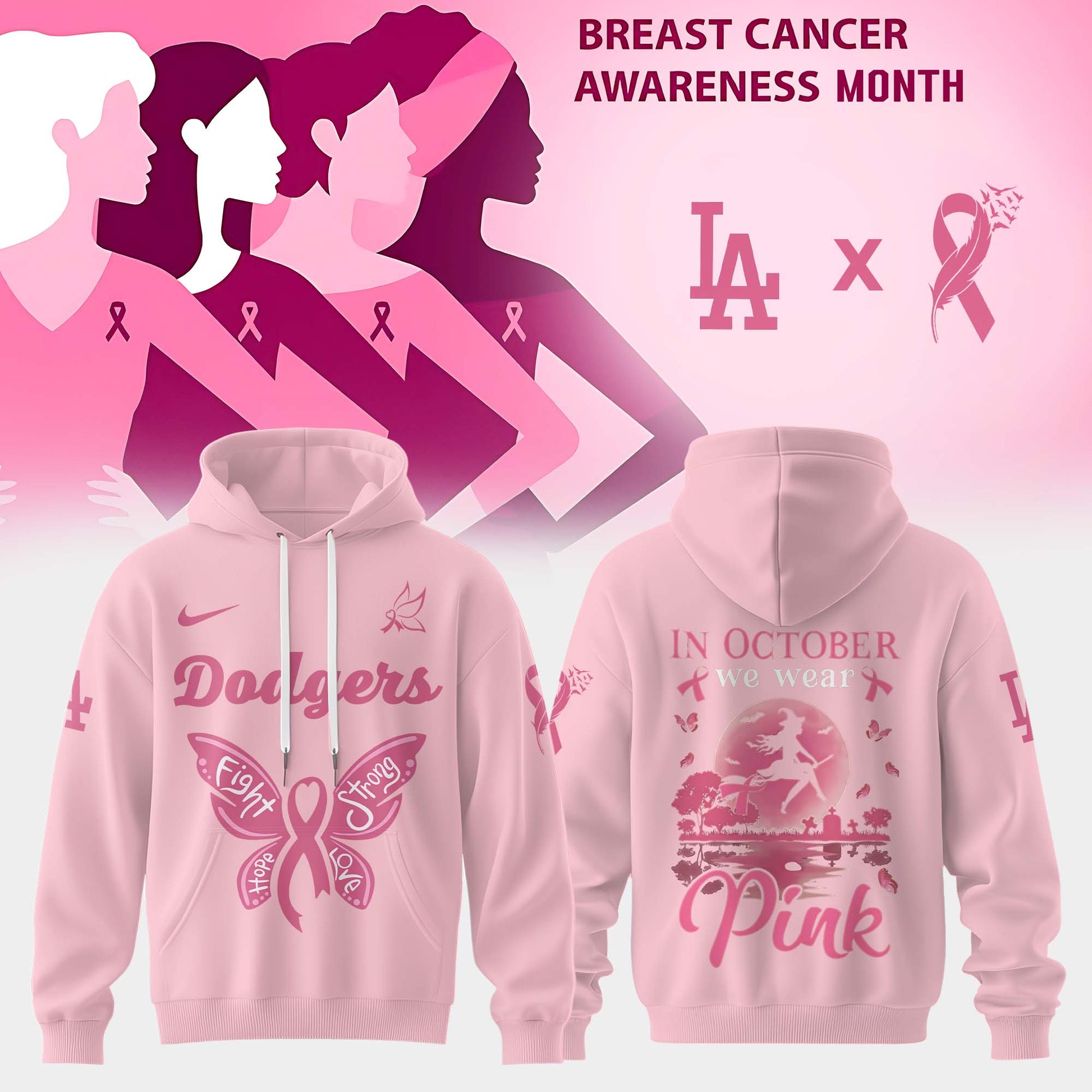 _                          Los Angeles Dodgers x Breast Cancer Awareness Month Hoodie Collection 2025