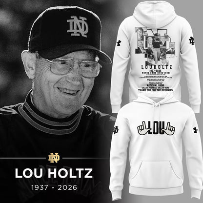 Limited Edition Irish FB Remembering the life and legacy of Lou Holtz 1937-2026 Hoodie