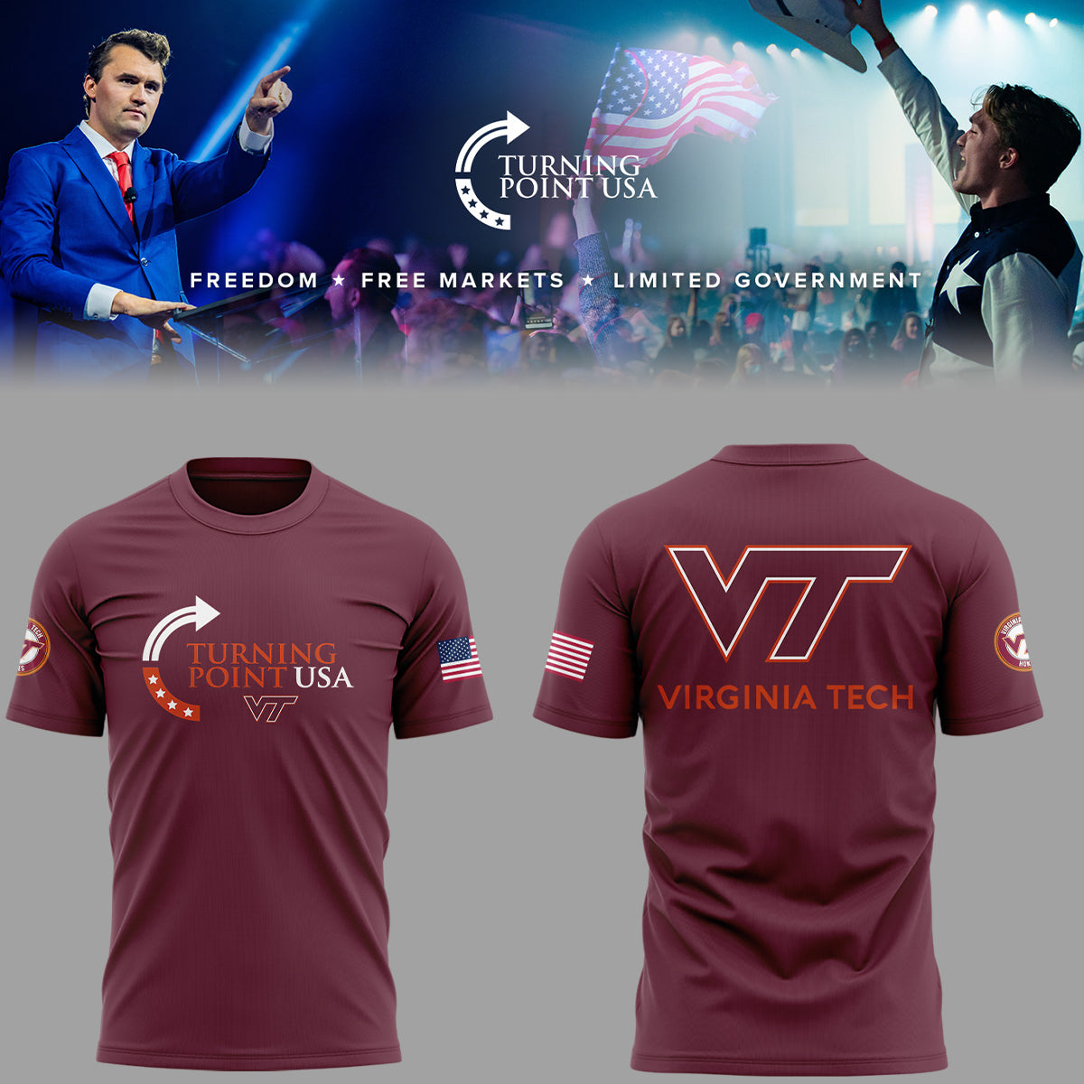 Limited Edition Virginia Tech x Turning Point USA 2025 TShirt