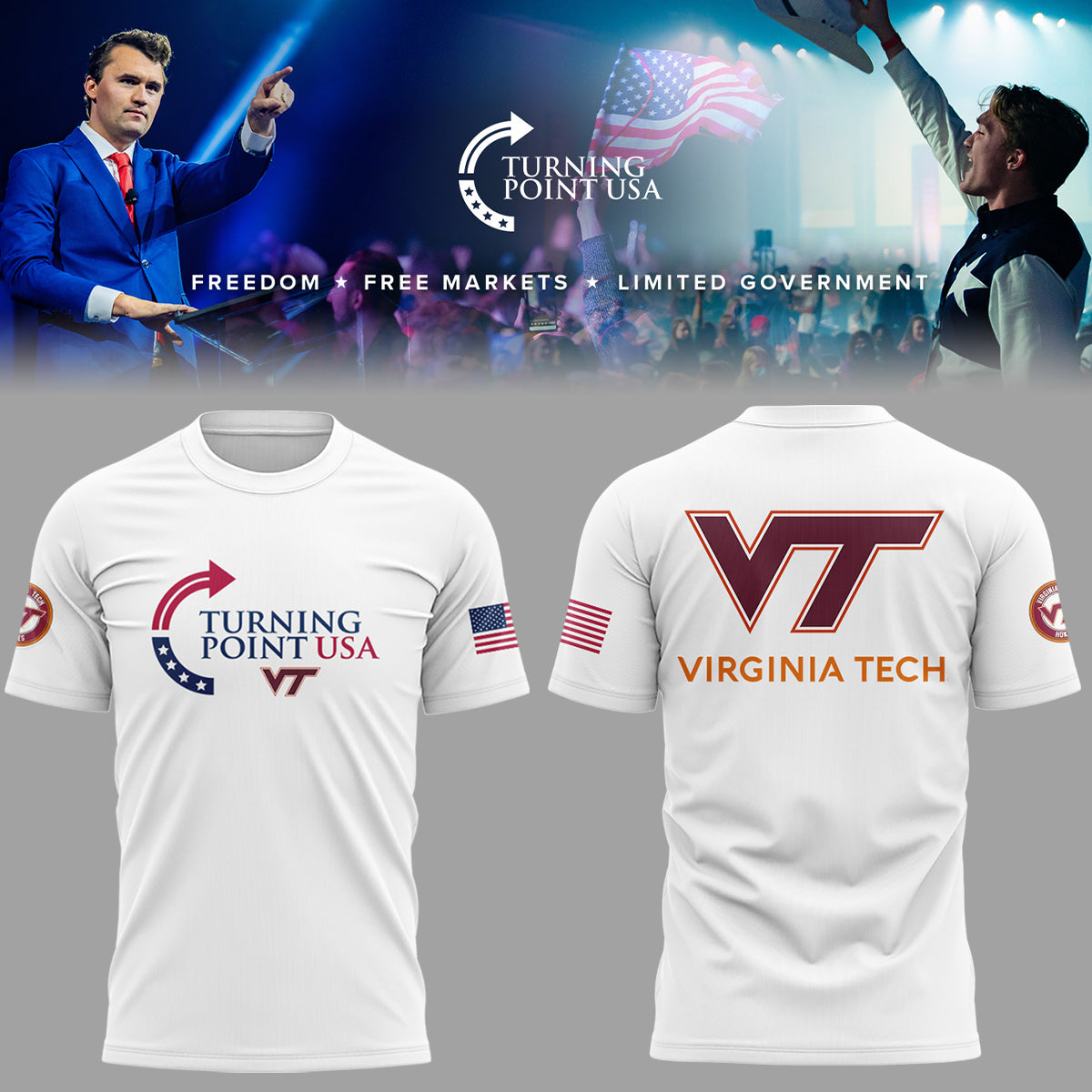 Limited Edition Virginia Tech x Turning Point USA 2025 TShirt