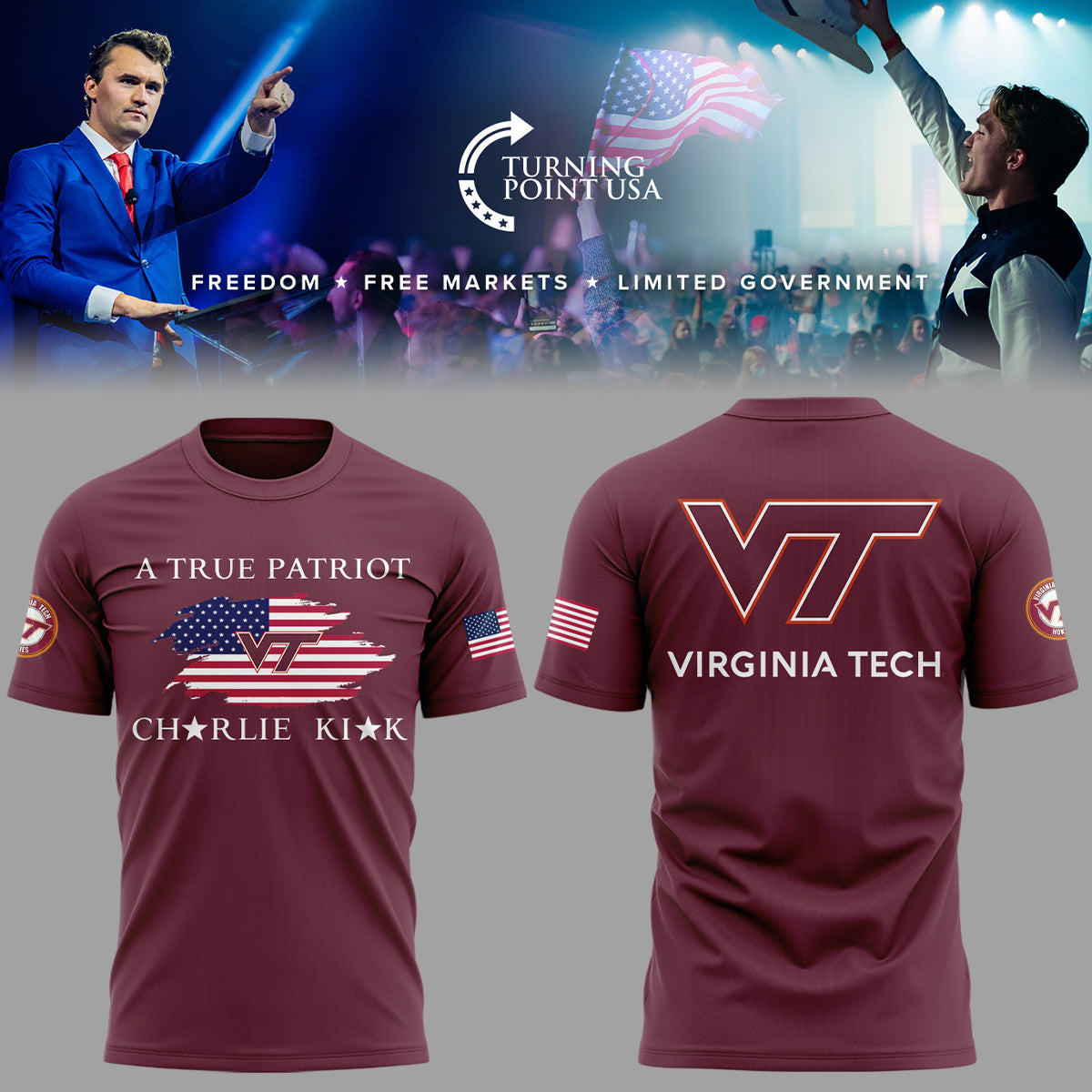 Limited Edition Virginia Tech x Turning Point USA 2025 TShirt