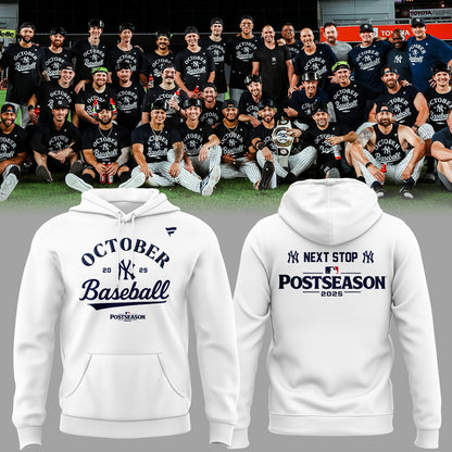 Limited Edition Yankees October Baseball White Hoodie