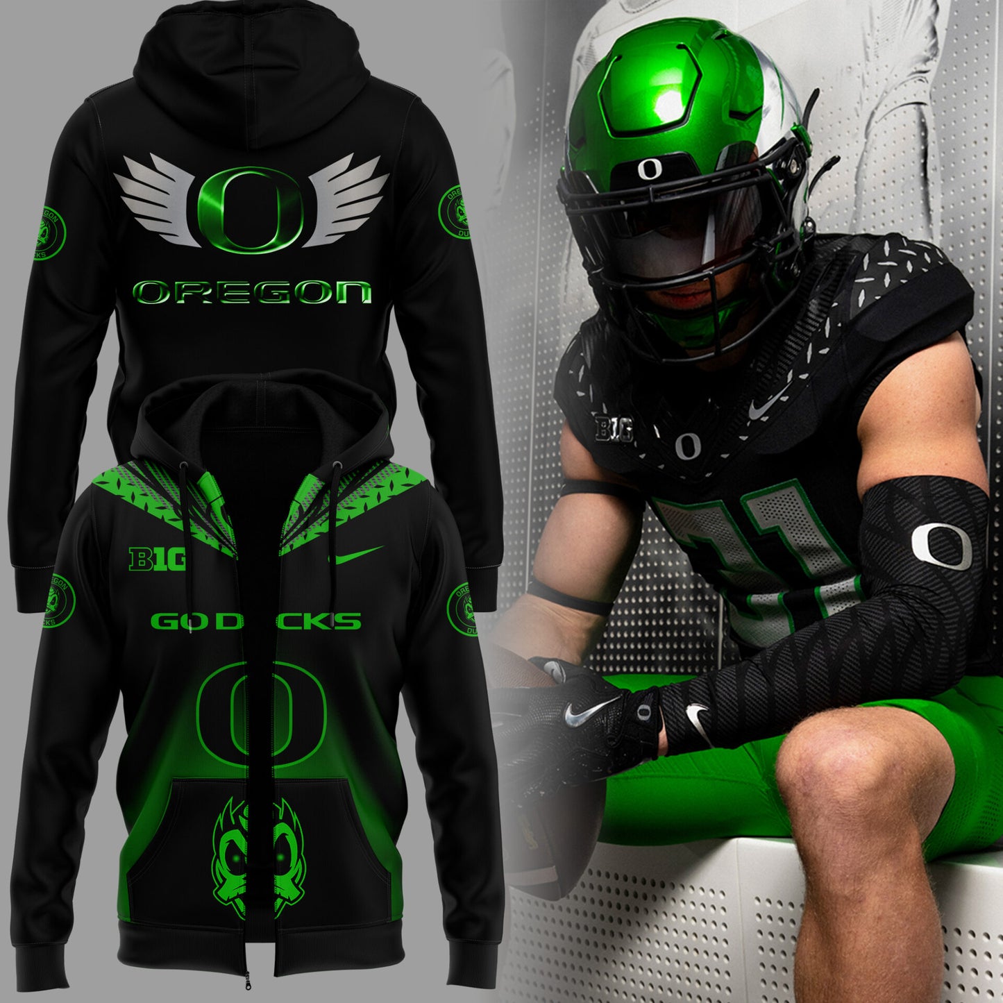 Limited Edition Oregon Football Game 6 uniform combo Zip Hoodie-ND10092532