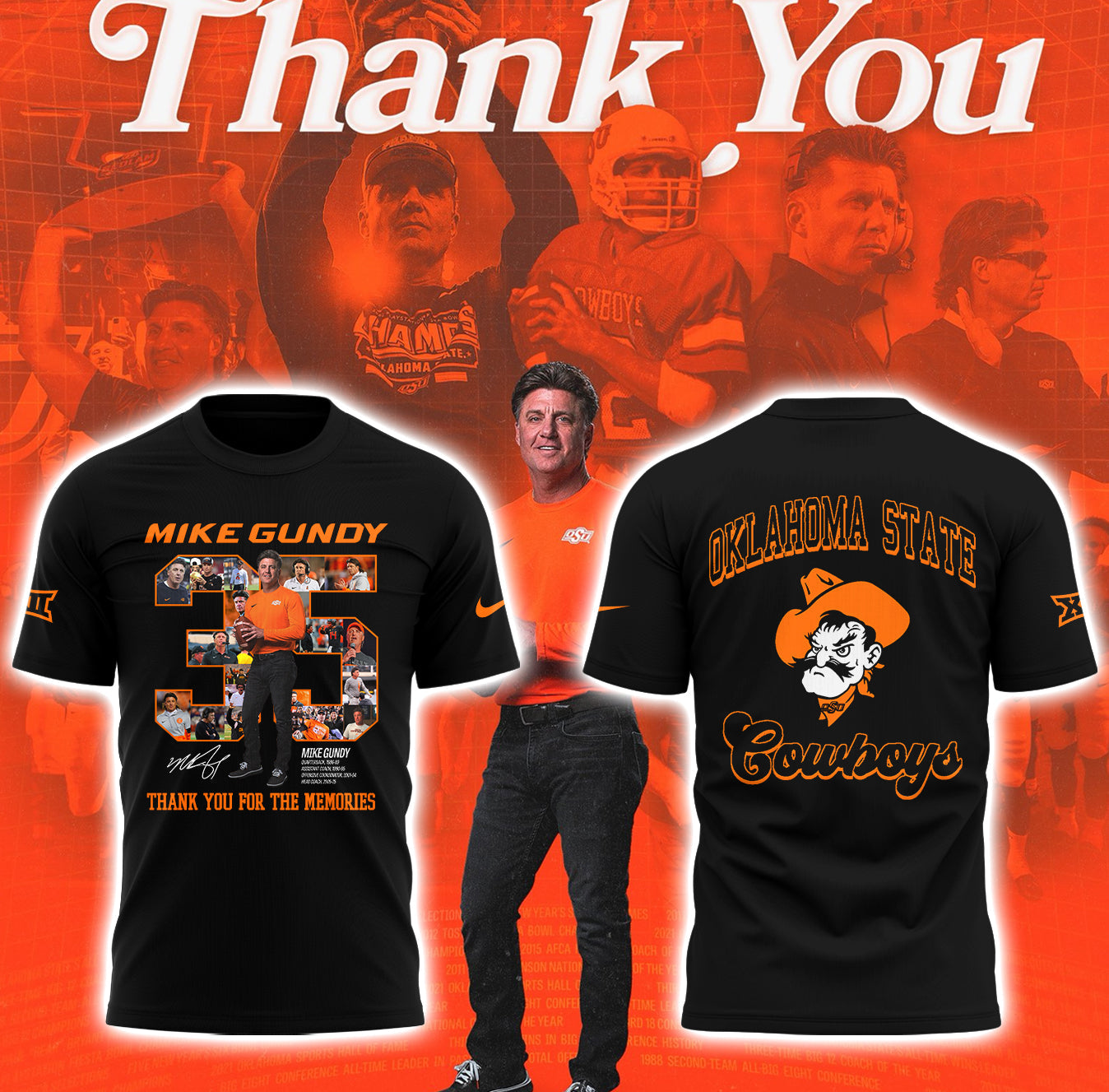Thank you, Mike Gundy, for 35 years of wholehearted dedication to OSU Football TShirt