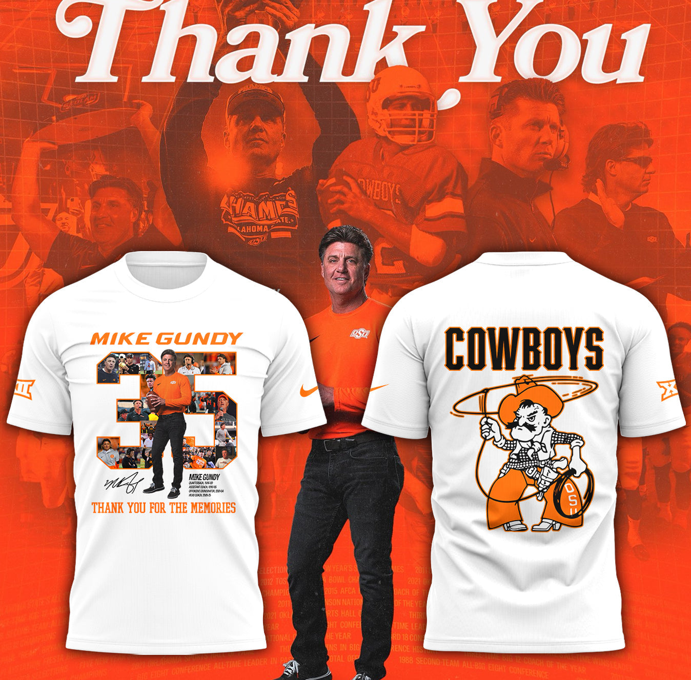 Thank you, Mike Gundy, for 35 years of wholehearted dedication to OSU Football TShirt