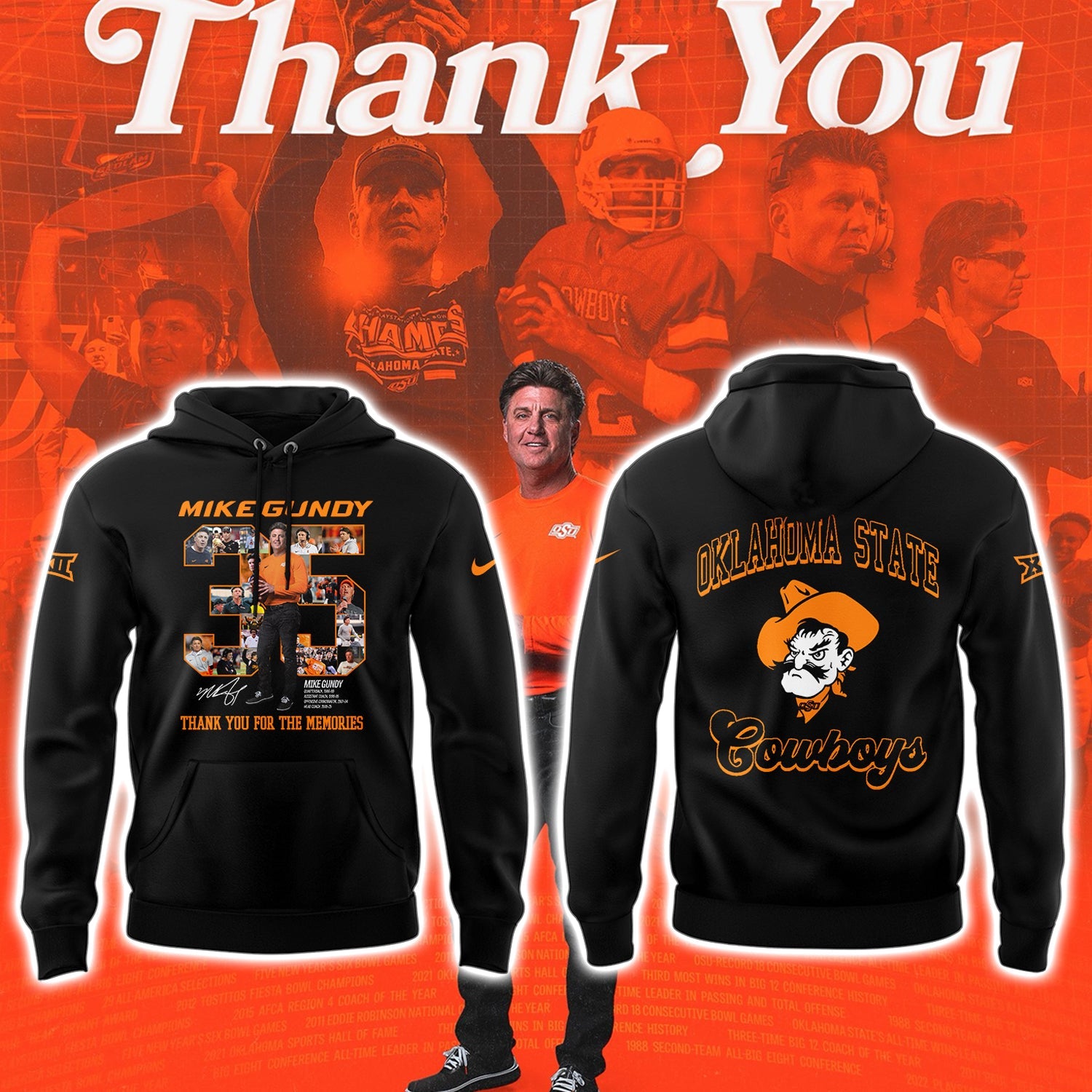 Thank you, Mike Gundy, for 35 years of wholehearted dedication to OSU Football Hoodie