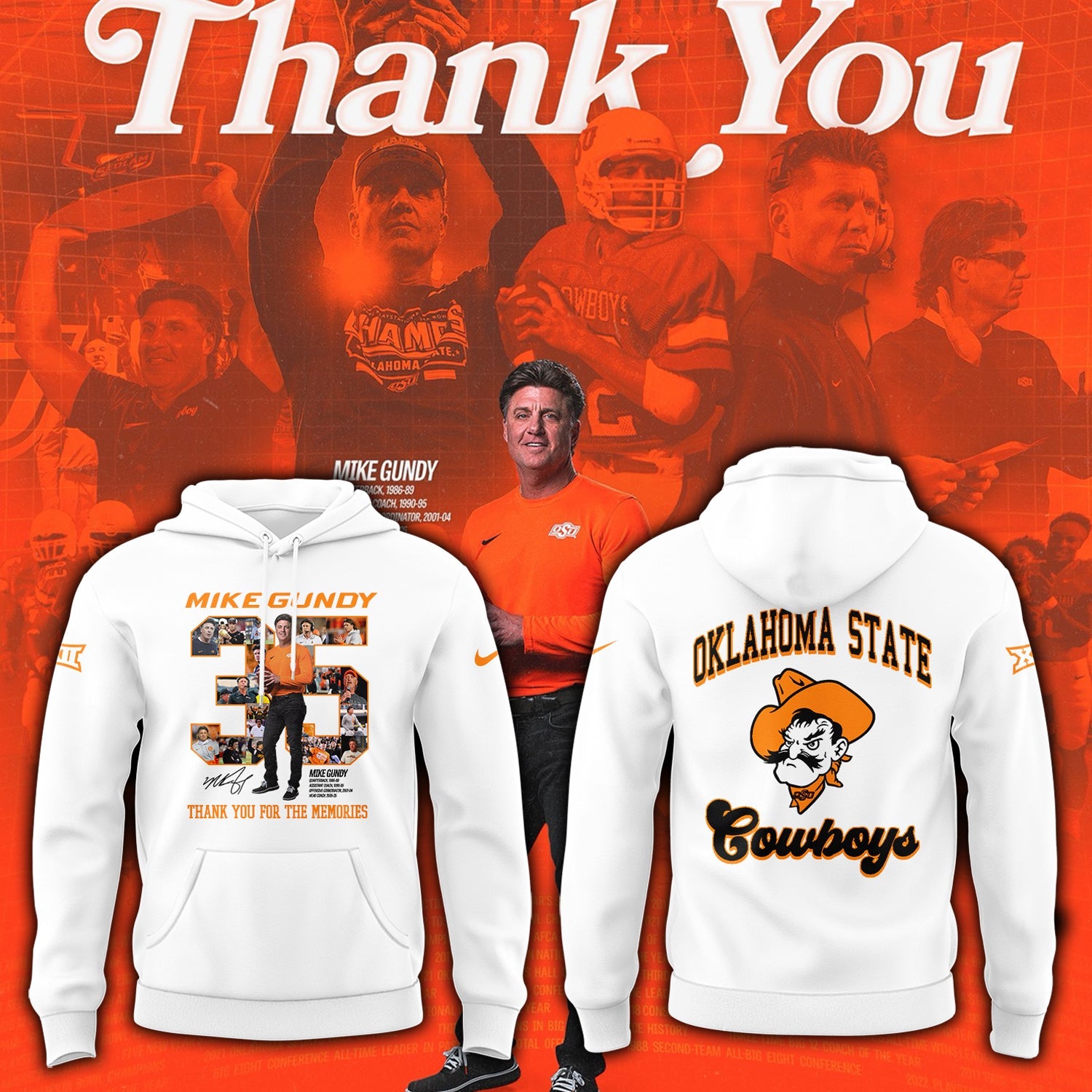 Thank you, Mike Gundy, for 35 years of wholehearted dedication to OSU Football Hoodie