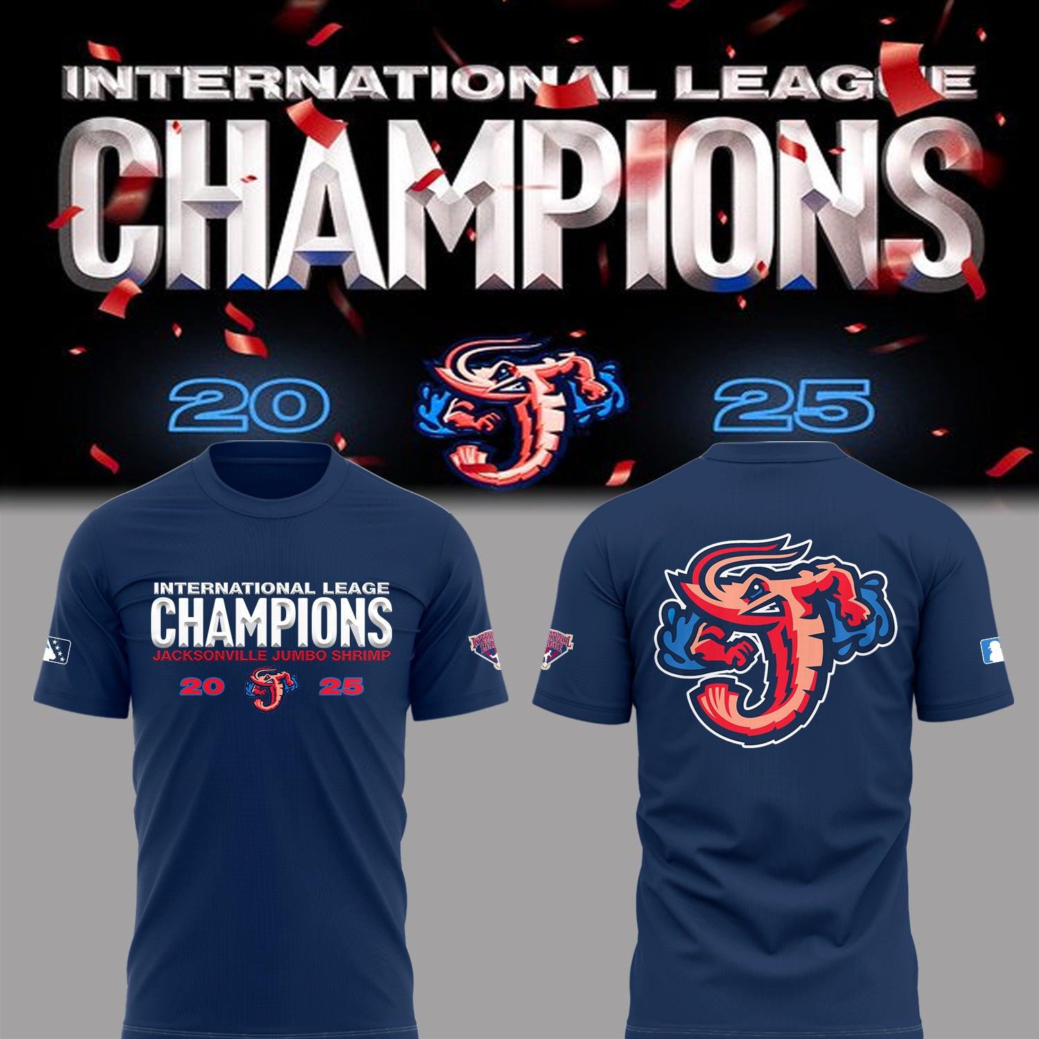 Limited Edition JaxShrimp 2025 International League Champions Tshirt-PA092625009