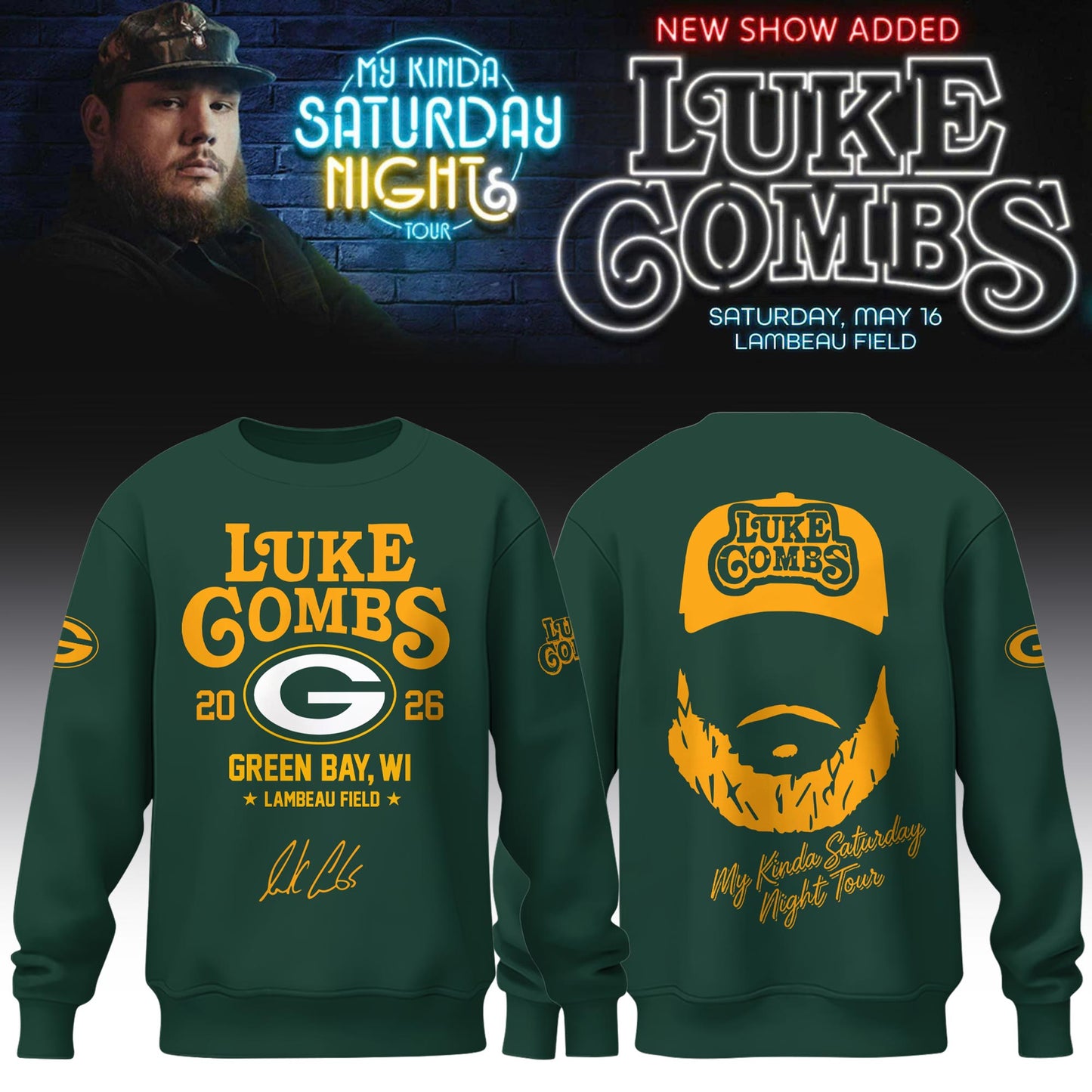 Green Bay Packers x LC My Kinda Saturday Night Tour 2026 Limited Editions Sweatshirt