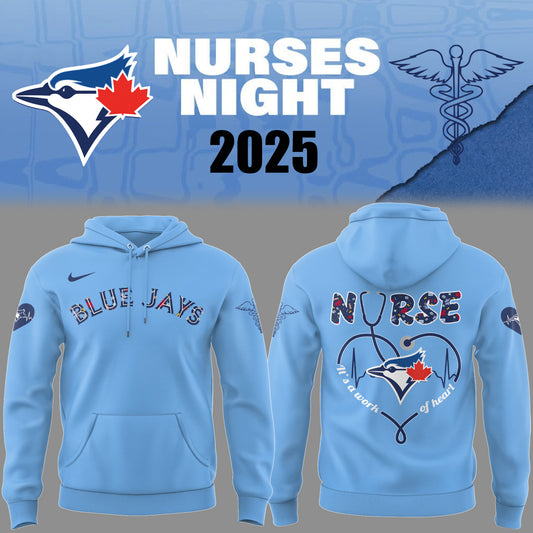 Limited Edition Blue Jays Baseball NURSES NIGHT Blue Hoodie-PU25042010