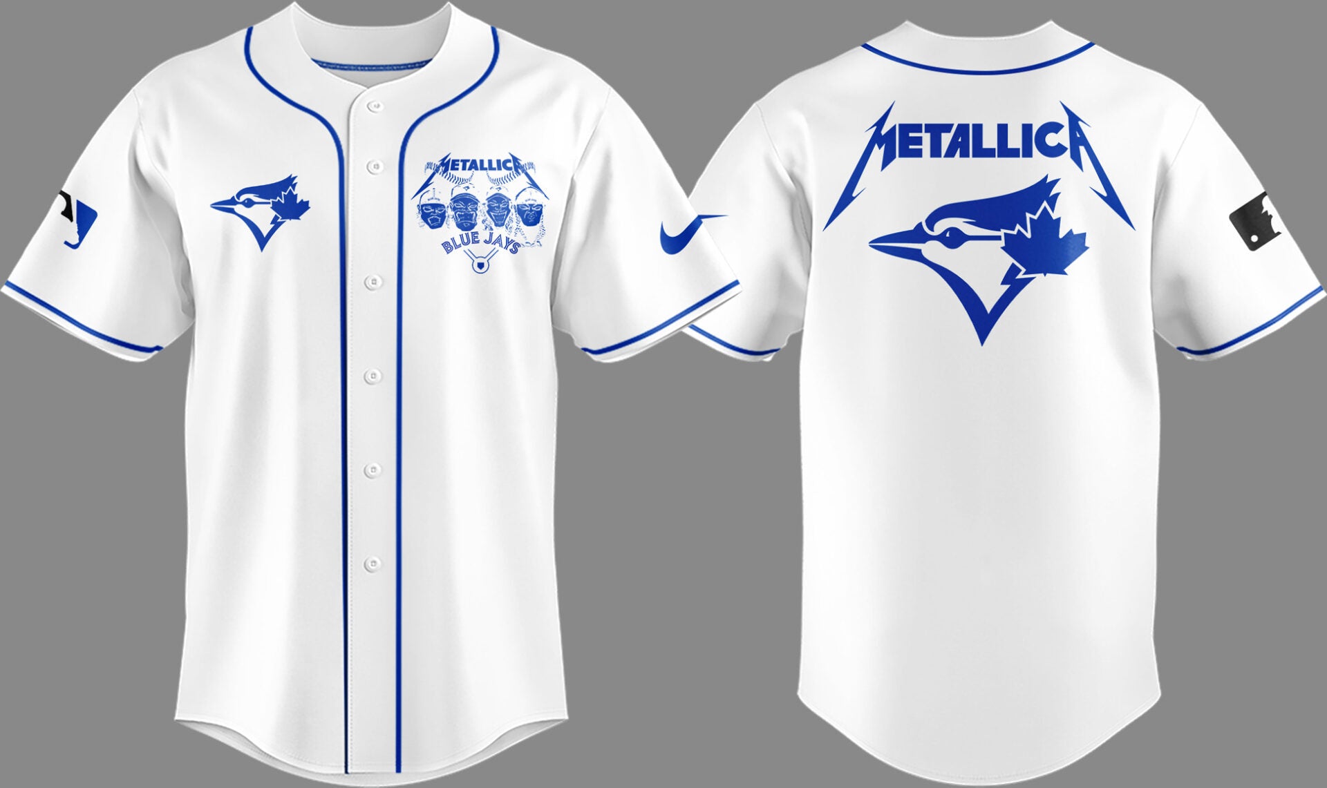 Limited Edition Blue Jays Baseball Metallica Night White Jersey-PU25042403