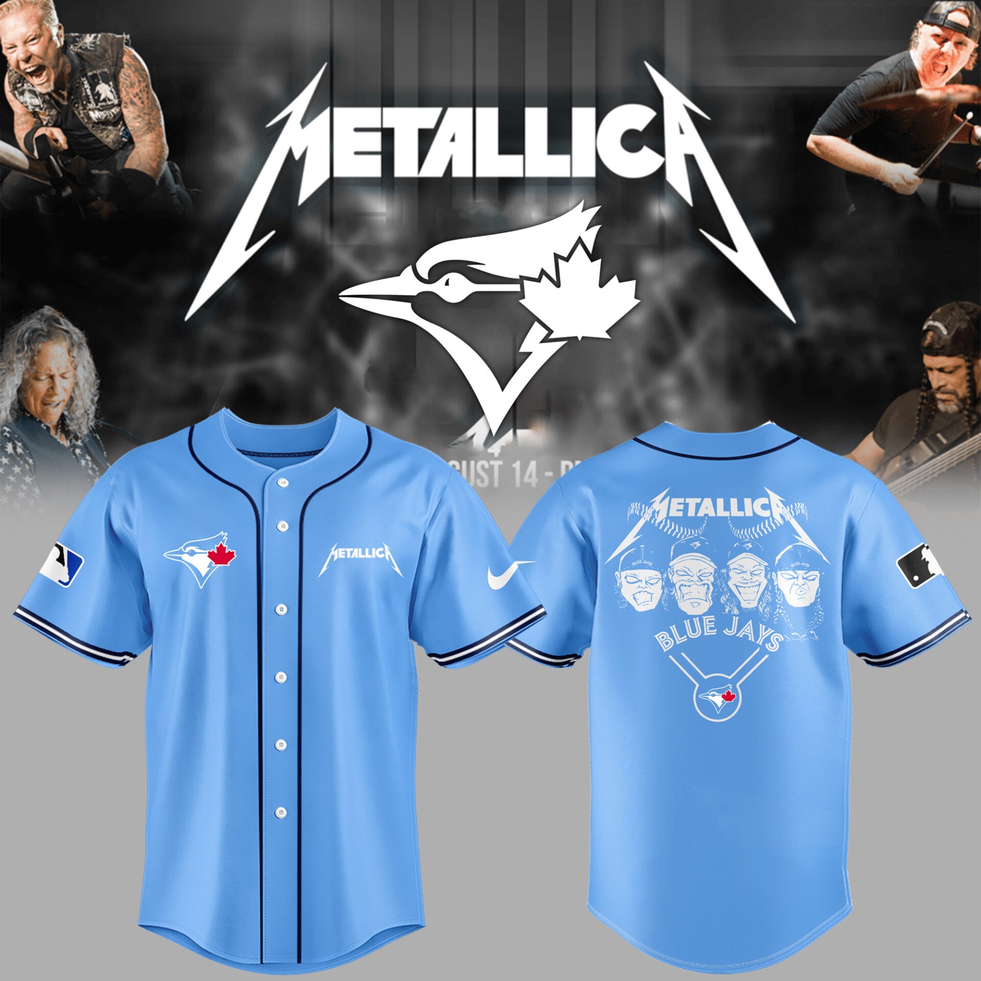Limited Edition Blue Jays Baseball Metallica Night Light Blue Jersey-PU25042404