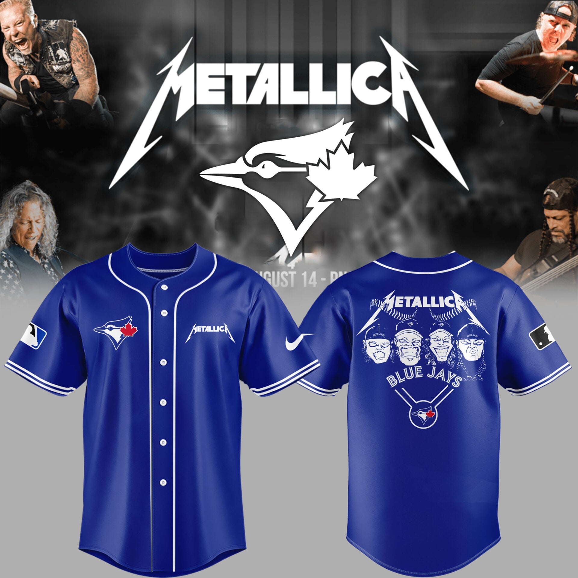 Limited Edition Blue Jays Baseball Metallica Night Blue Jersey-PU25042405