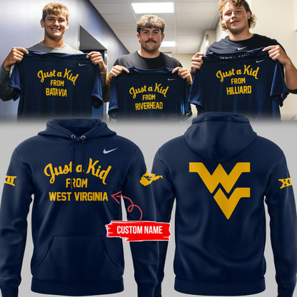 Limited Edition West Virginia FB “Just a kid from WVU’ Navy Hoodie v2