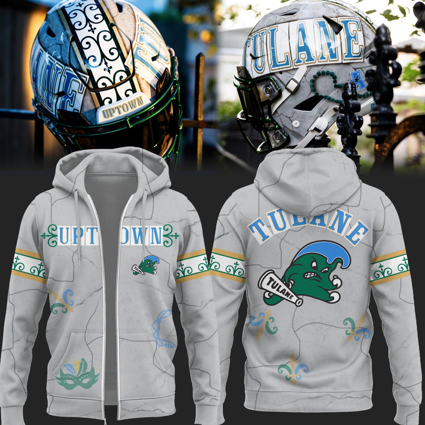 Limited Edition Tulane Football City Edition #UptownFootball Zip Hoodie-PU25102220