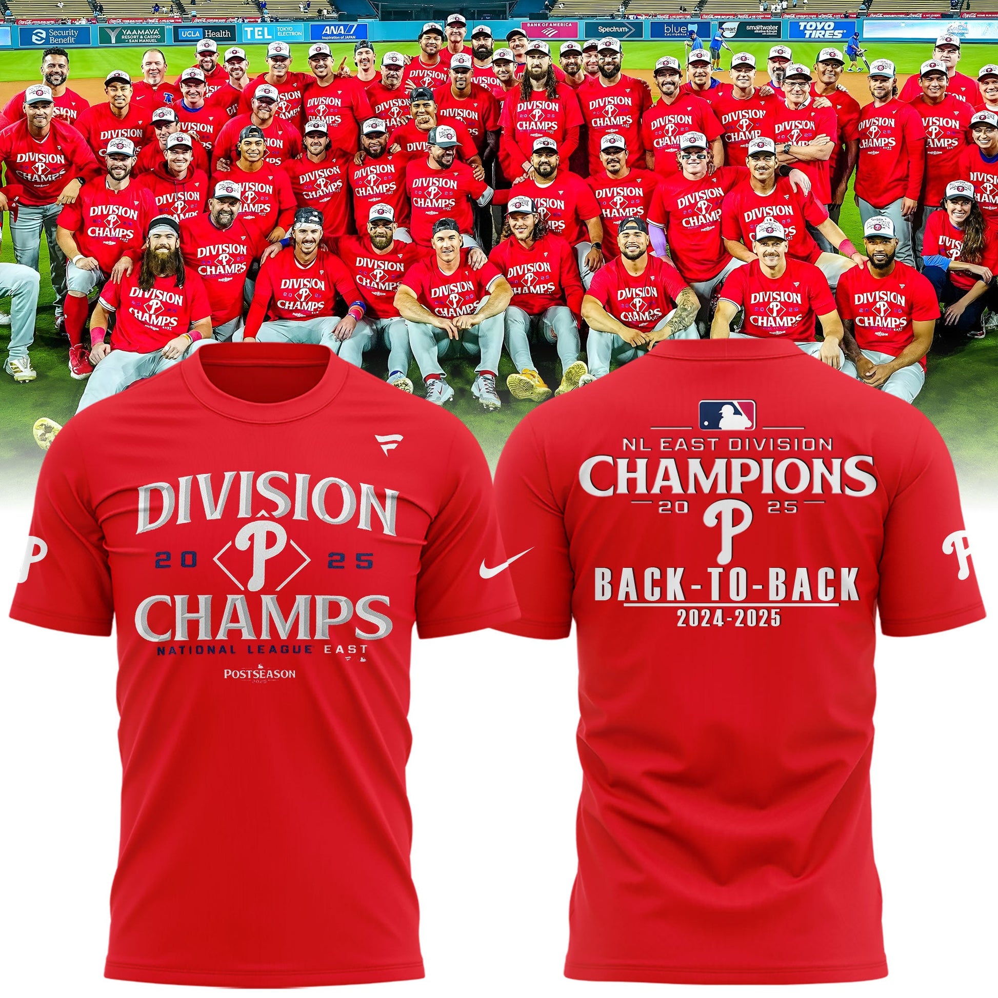 Philadelphia Phillies BACK-TO-BACK NL EAST CHAMPIONS T-Shirt