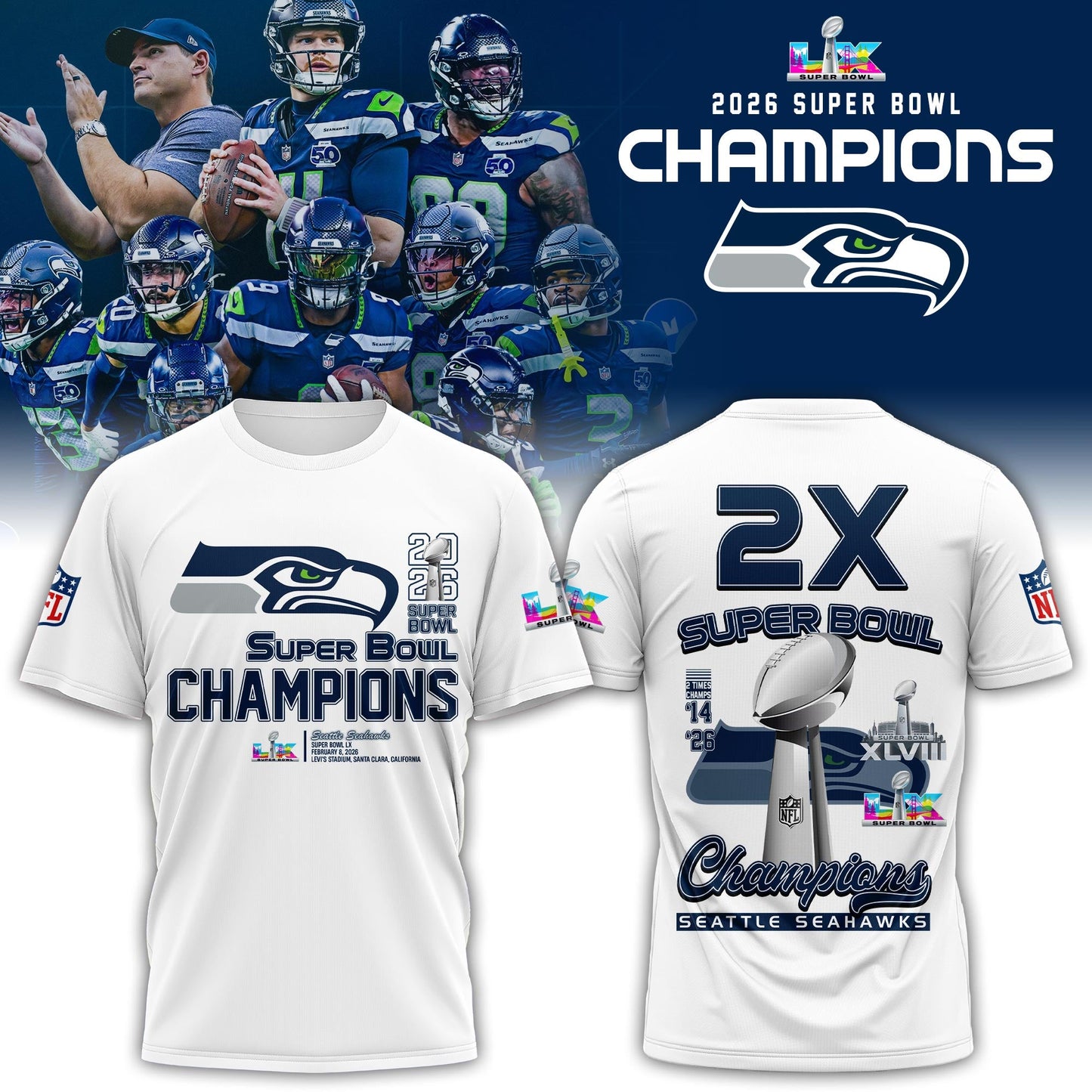 Seattle Seahawks Super Bowl LX Champions Limited Edition T.shirt