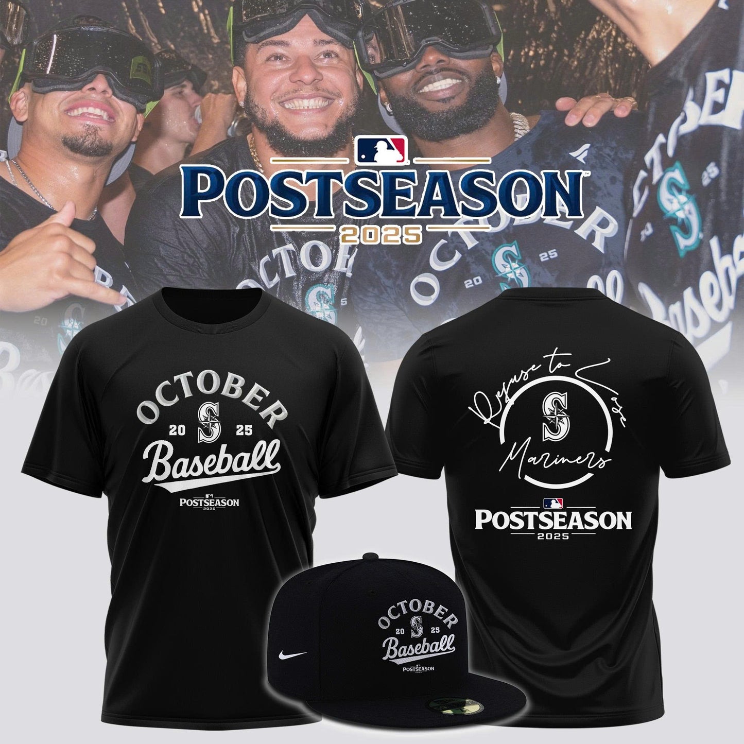 Seattle Mariners 2025 Postseason Locker Room T- Black