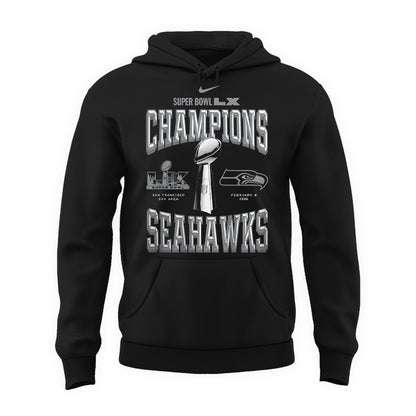 Seattle Seahawks Super Bowl LX Champions Hoodie